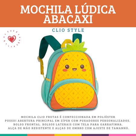 Imagem de Mochila Escolar Infantil Abacaxi Lúdica Frutinhas Clio