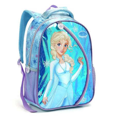 Imagem de Mochila Escolar Infantil De Alças Menina Feminina Princesa Do Gelo Azul