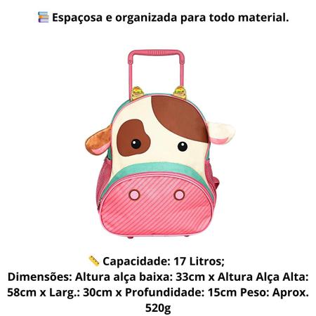 Imagem de Mochila Escolar Infantil de Rodinha Bolsa com Alça Regulavel para as costas com Rodinhas