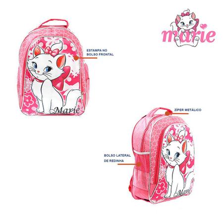 Mochila Escolar Infantil Gata Marie Costas Lancheira+Estojo - USA