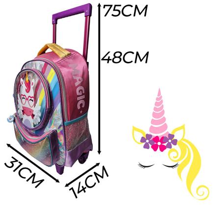 Imagem de Mochila Escolar Infantil Meninas Unicórnio Rosa