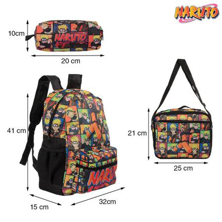 Mochila Escolar Infantil De Costas Desenho Naruto 34Cm