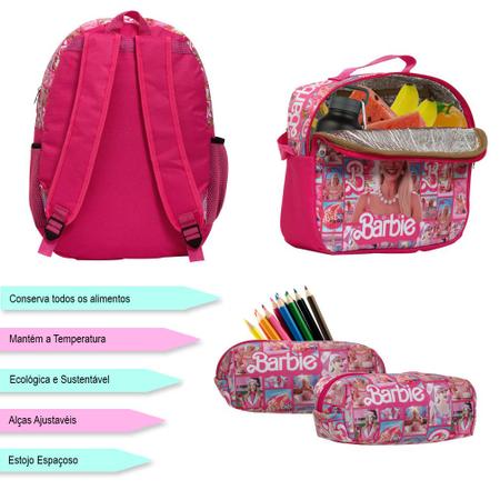 Mochila Escolar Menina Barbie + Lancheira Térmica + Estojo - TOYS 2U Imagem de Mochila Escolar Menina Barbie + Lancheira Térmica + Estojo