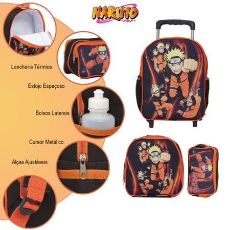 Kit mochila e estojo grande padrão escolar Naruto uzumaki versão