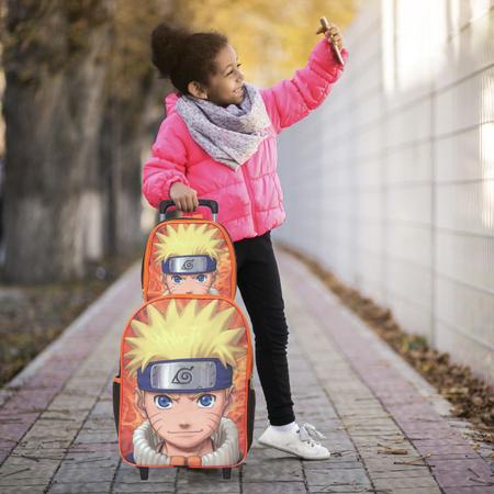 Imagem de Mochila Escolar Menino Rodinha Naruto Criança Alça Reforçada