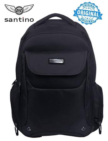 Imagem de Mochila Escolar Notebook 15.6 Tablet Impermeável Juvenil Reforçada Preta Original Santino