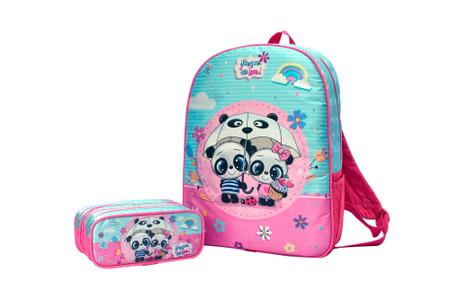 Imagem de Mochila Escolar Panda Baby Estojos Kids + Estojo Triplo