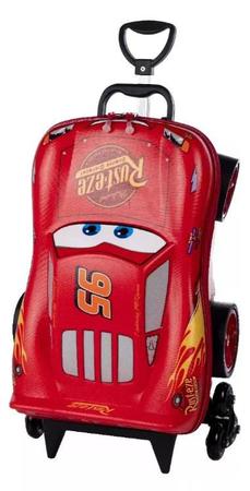 Imagem de Mochila Escolar Rodinha 3d Carros Mcqueen Lancheira Infantil