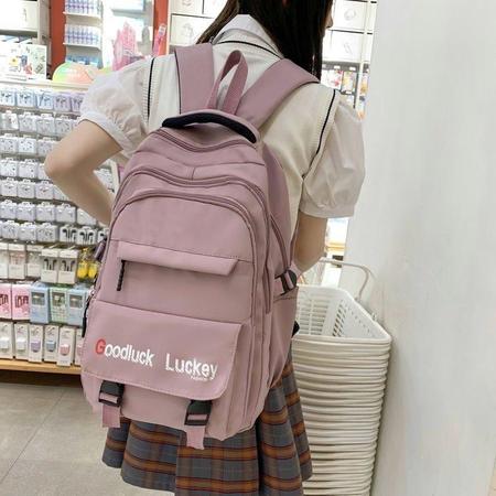 Imagem de Mochila espaçosa bolso frontal e bolso com zíper na frente alça costas 2 bolsos na lateral escolar/viagem classica