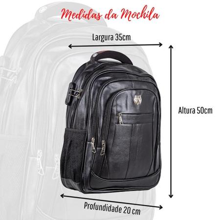 Imagem de Mochila Executiva Masculina Couro Notebook Encaixe USB 25 Litros Preta