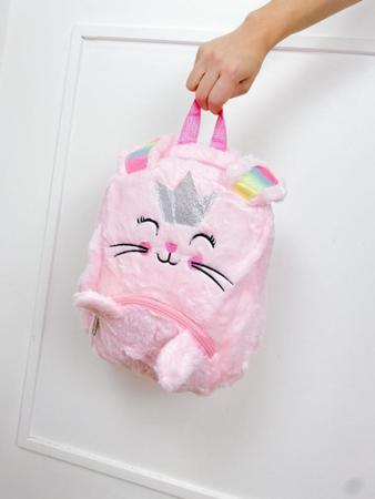 Mochila felpuda coelhinha coroa orelha arco-íris fofa reforçada - Filó Modas Imagem de Mochila felpuda coelhinha coroa orelha arco-íris fofa reforçada