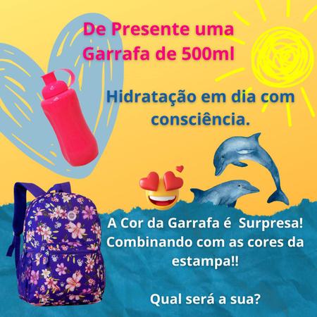 Imagem de Mochila Feminina Escolar Costas Com Garrafa 500 Ml Clio Style Material Escolar