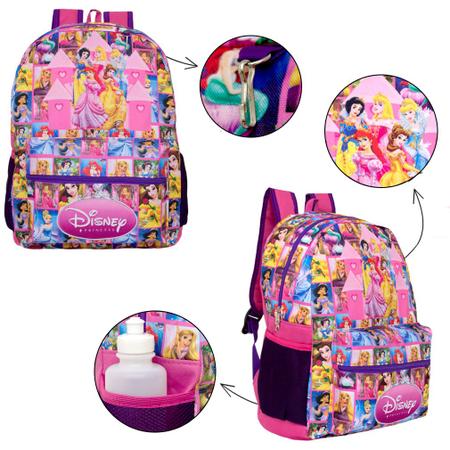 Mochila Feminina Infantil Princesas + Lancheira Estojo Costa - TOYS 2U Imagem de Mochila Feminina Infantil Princesas + Lancheira Estojo Costa
