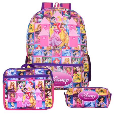 Mochila Feminina Infantil Princesas + Lancheira Estojo Costa - TOYS 2U Imagem de Mochila Feminina Infantil Princesas + Lancheira Estojo Costa