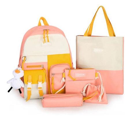 Imagem de Mochila Feminina Kit Bolsa Infantil Escolar Casual Material Reforçado Padrão Resistente Moda Blogueira Volta as Aulas