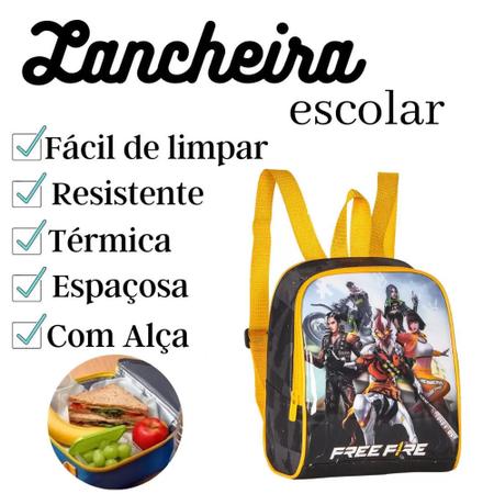 Kit Mochila de Costas c/Capuz e Lancheira Termica Free Fire - Ravi  Presentes - Material Escolar - Magazine Luiza