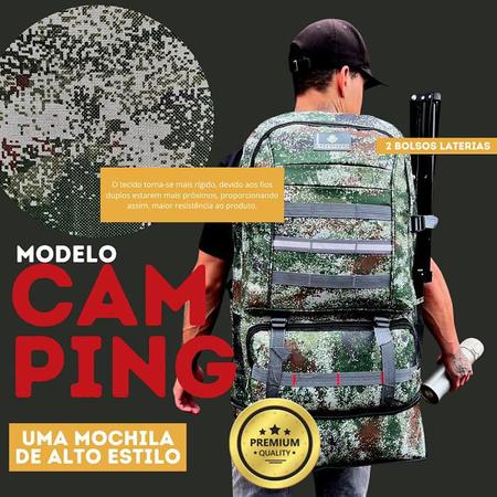 Imagem de Mochila Grande Com Expansor Camping Viagem Motoqueiro Reforçada Caminhada Trilha