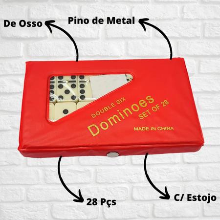 Dominó Profissional De Osso Estojo 28 Peças + Baralho Duplo