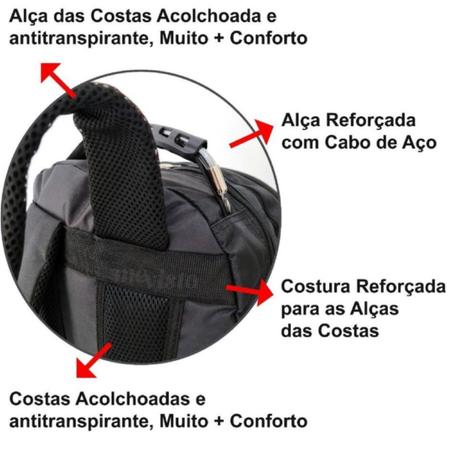 Imagem de Mochila Impermeável Reforçada Cabo De Aço Notebook Faculdade