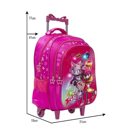 Imagem de Mochila Infantil 3D Com Rodinhas Estampa Amy Rose Led Tam G