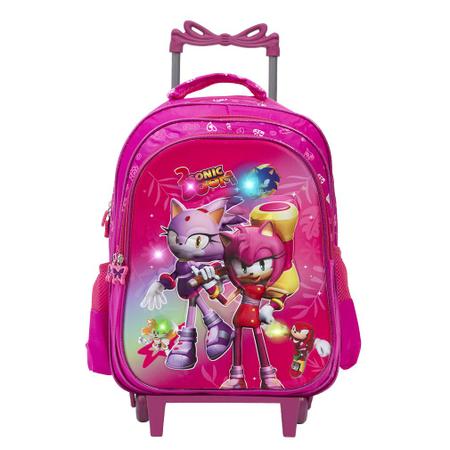 Imagem de Mochila Infantil 3D Com Rodinhas Estampa Amy Rose Led Tam G