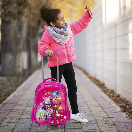 Imagem de Mochila Infantil 3D Com Rodinhas Estampa Amy Rose Led Tam G