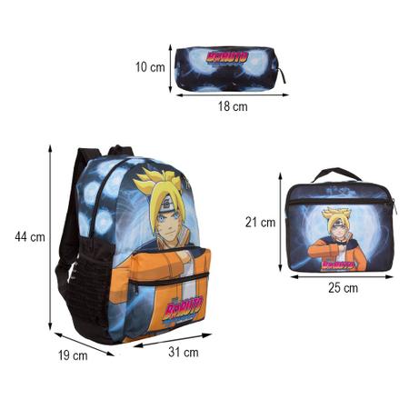 Mochila Escolar Passeio Juvenil Boruto Kit Completo Anime Naruto