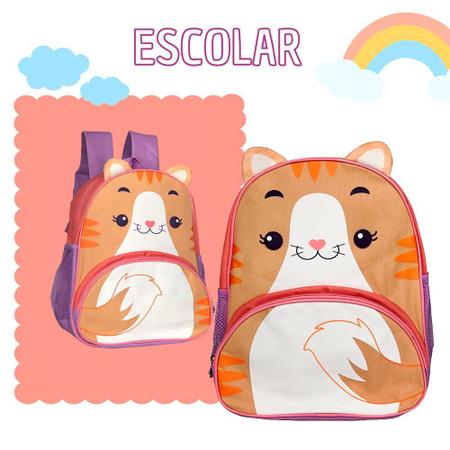 Mochila infantil gato desenhos colorir bolso frontal clio - Mochilas -  Magazine Luiza