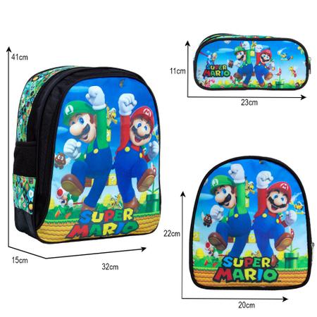 Imagem de Mochila Infantil Costas Menino Super Mario Lancheira Toys 2U