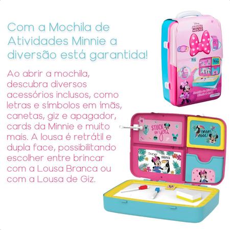 Imagem de Mochila Infantil de Atividades Minnie Rosa com Canetinhas e Acessorios 2 em 1 Multikids BR1588