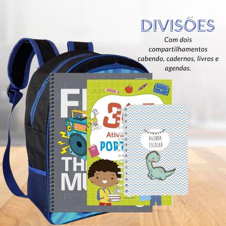 Imagem de Mochila Infantil Escolar Bolsa Masculina Feminina + Estojo Box 