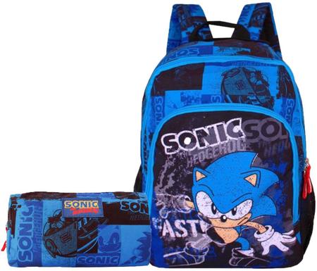 Mochila Infantil Bolsa Meninos Desenho Super Sonic O Ouriço Azul