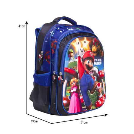 Imagem de Mochila Infantil Escolar Super Mario Alça Costas Reforçada