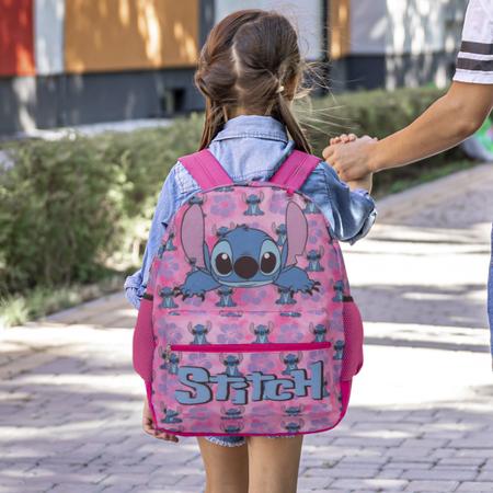 Mochila Infantil Feminina Lilo & Stitch Juvenil Costas Preta - Chic Outlet  - Economize com estilo!