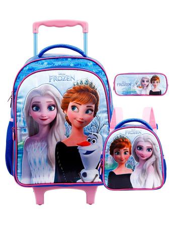 Mochila Infantil Frozen Elsa e Anna 35x27x14 cm Poliester Xeryus Kit Mochila Infantil Magazine Luiza