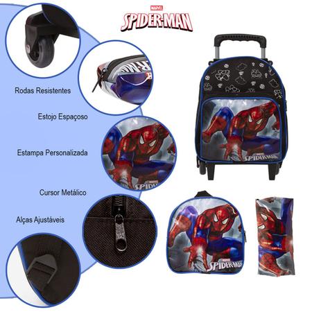 Imagem de Mochila Infantil Homem Aranha Rodinhas Tam P Envio Imediato