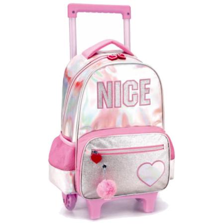 Imagem de Mochila Infantil Juvenil Nice Escolar Rodinhas G Rosa