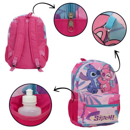 Imagem de Mochila Infantil Lilo & Stitch Rosa Costas Menina Resistente