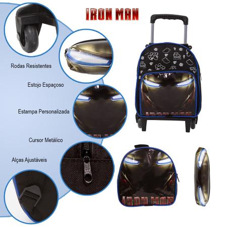 Imagem de Mochila Infantil Masculina Homem de Ferro Creche Rodinhas