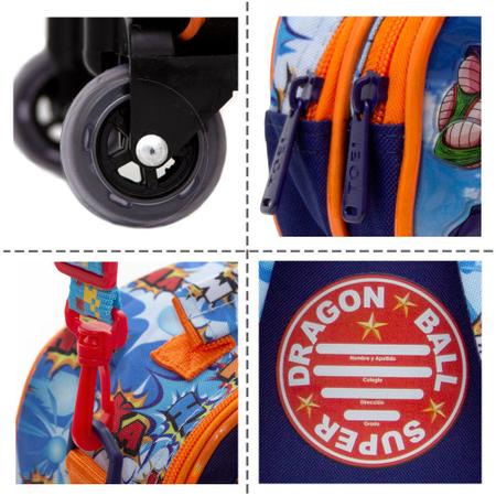 Mochila Masculina Infantil de Rodinha Dragon Ball com Itens na