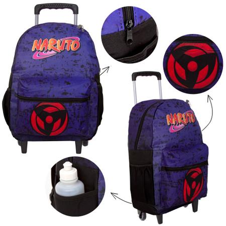 Imagem de Mochila Infantil Menino Rodinha Naruto Tam G Lancheira Roxa