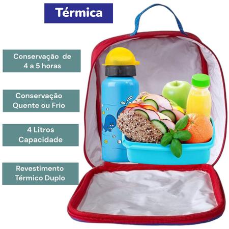 Imagem de Mochila Infantil Rodinha Menino Escolar + Lancheira Termica + Estojo