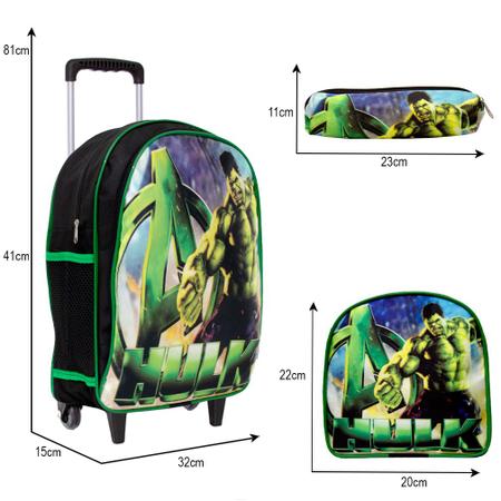 Imagem de Mochila Infantil Rodinha Menino Incrivel Hulk Marvel Toys 2U