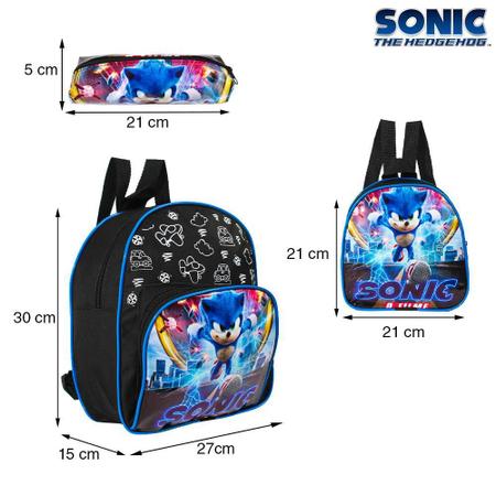 Kit Sonic Mochila Infantil Pequena Runner Filme De Costa