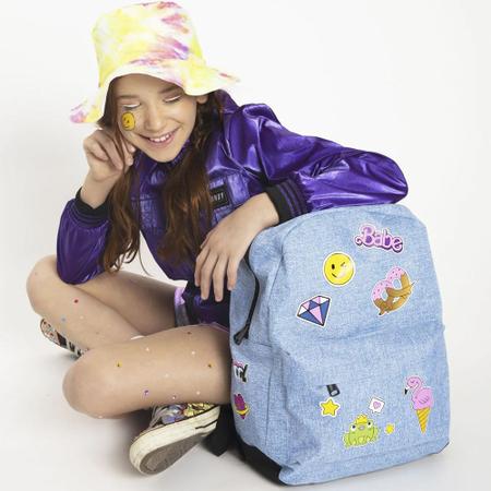 Mochila Feminina Jeans Escolar Faculdade Juvenil Patches | Submarino