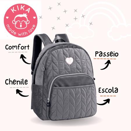 Imagem de Mochila Juvenil Feminina Escolar Passeio Chenile Aveludada