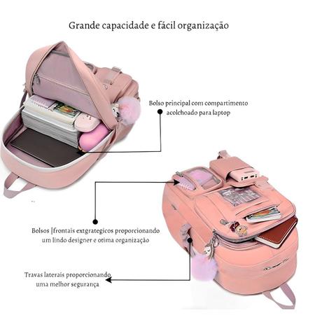 Imagem de Mochila Juvenil Feminina Para Personalizar Usando Chaveiros Lançamento Top Moda Blogueira Escolar Compartimento Notebook