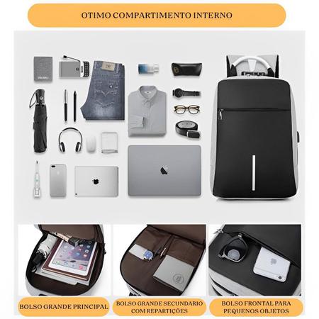Imagem de Mochila Laptop Espaçosa Notebook Volta as Aulas Alça Média Casual Executiva Viagem Multifuncional USB Fone de Ouvido