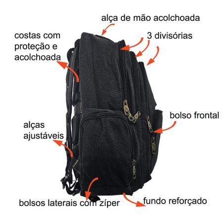 Imagem de Mochila Lona Reforçada Proteção Costa Notebook 17 Kv2218