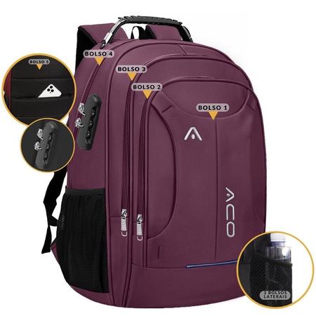 Imagem de Mochila Masculina Feminina Notebook Reforçada Resistente a Água Marcador de Bagagem  Saida usb Fone